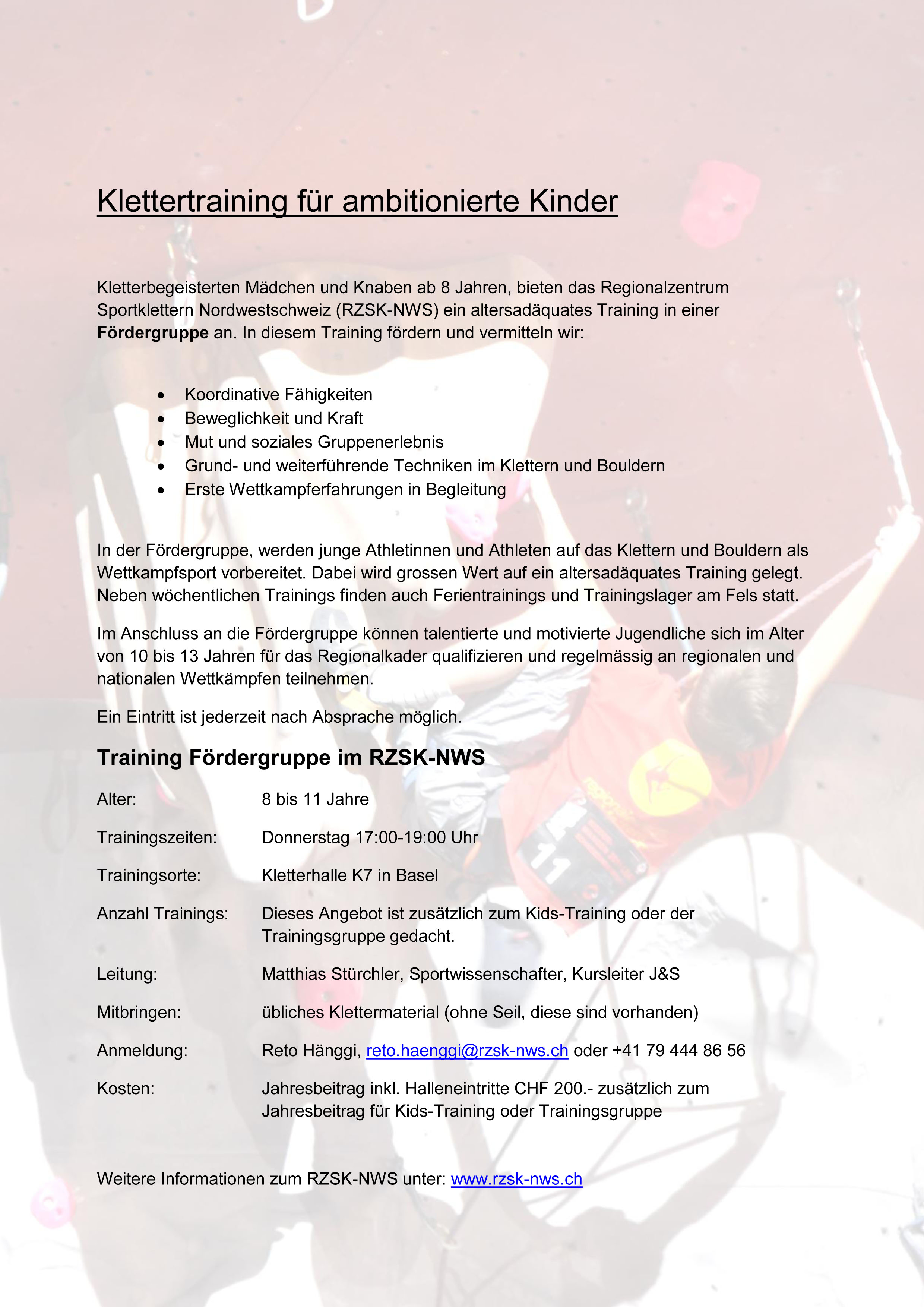 Flyer Training Fördergruppe RZSK-NWS 2014